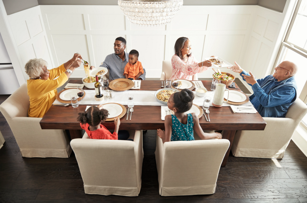 Family having breakfast at the dining table | Mill Direct Floor Coverings