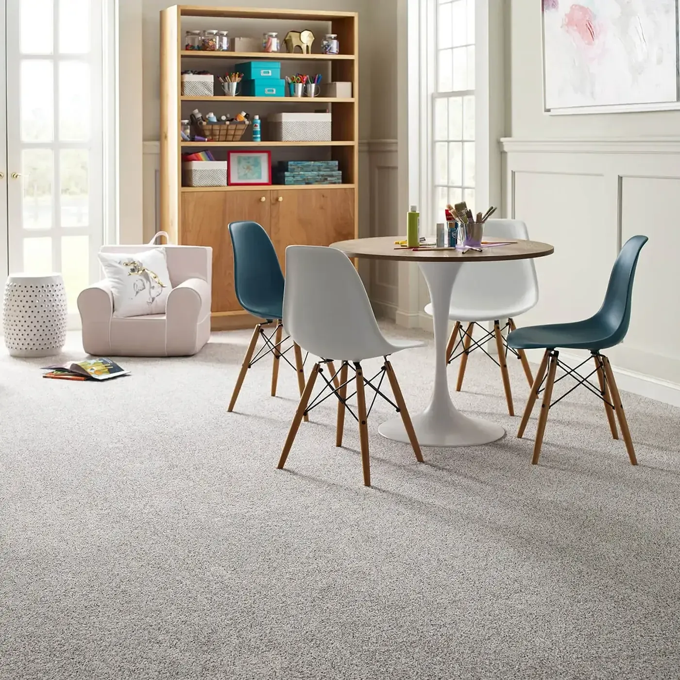 FindYourComfortAccent-EA822-00163-GlamUp-CRAFTROOM Gray Shaw Floors carpet in kids playroom