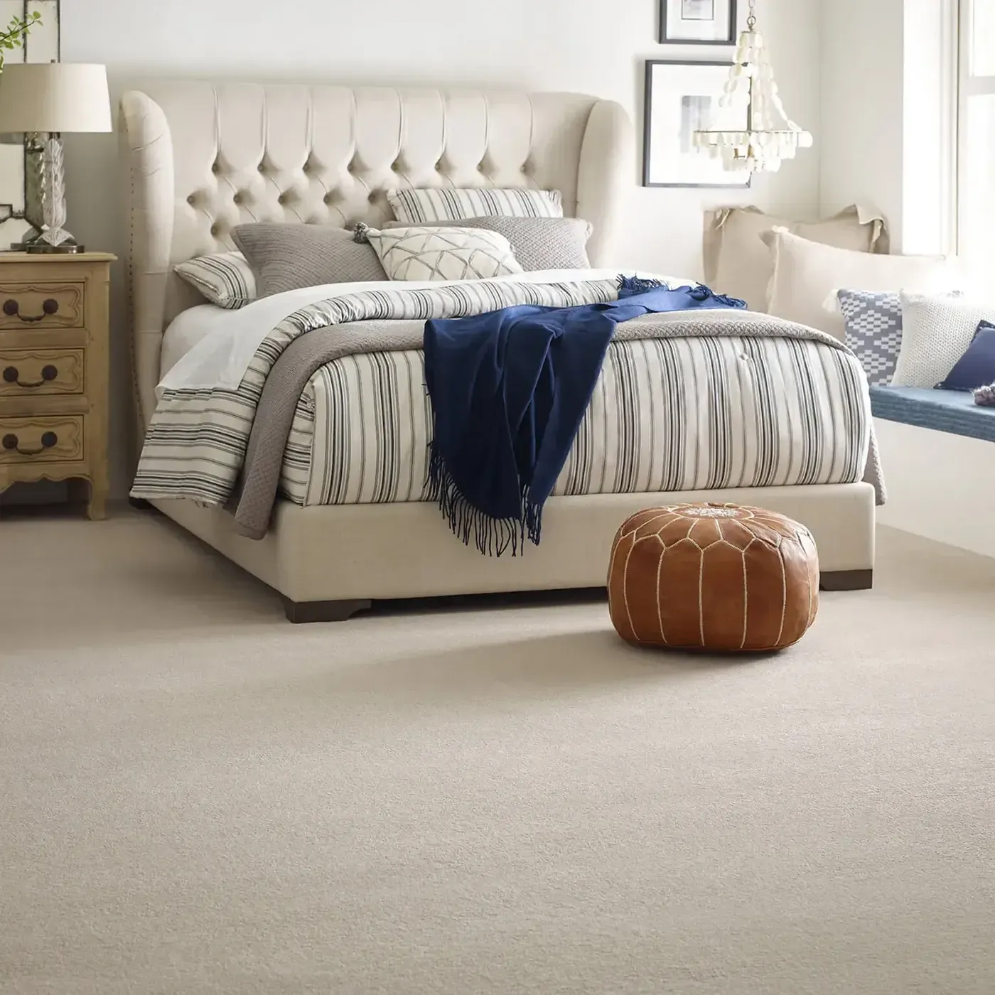 SECOND-GLANCE-ZZ058-MEDITATION-00712-H Cream colored Shaw Floors carpet in a contemporary bedroom